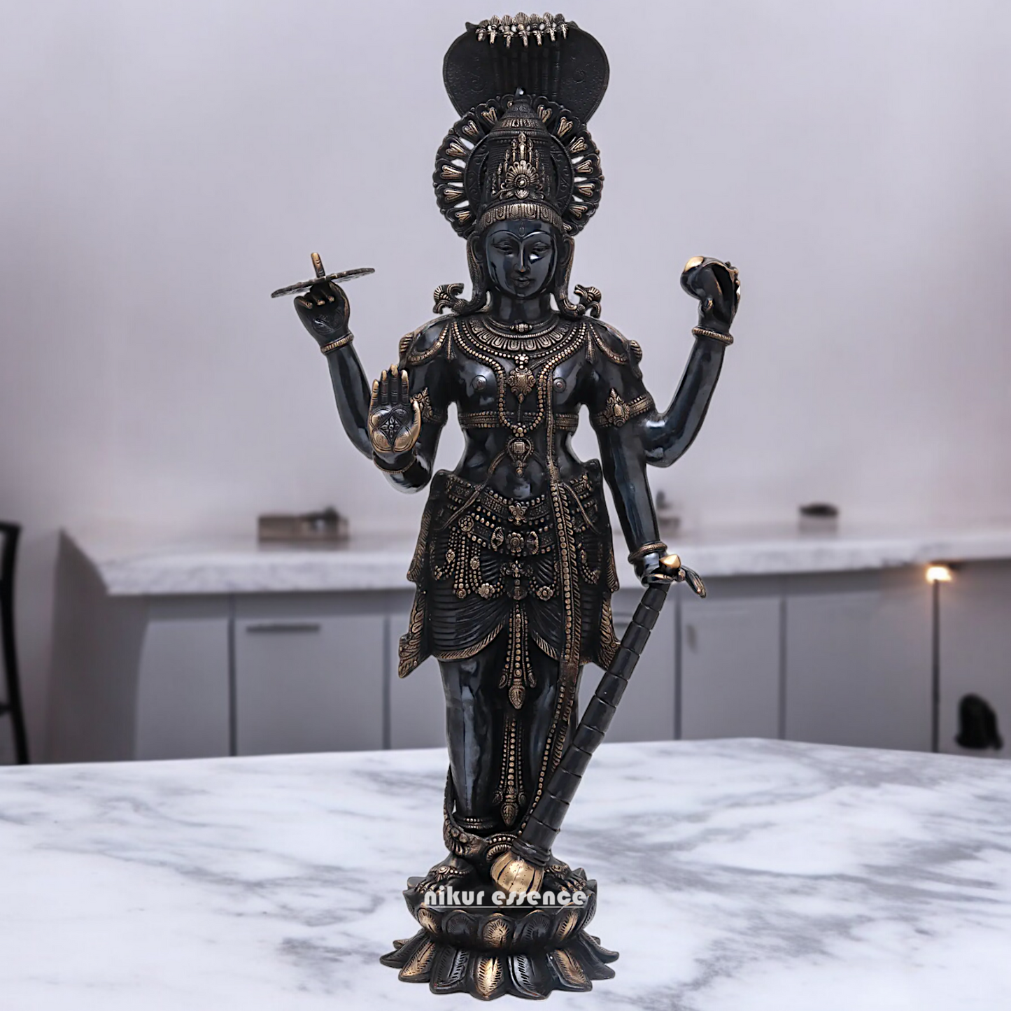 Buy Large Brass Vishnu standing Idol - 101.5 cm Nikuressence