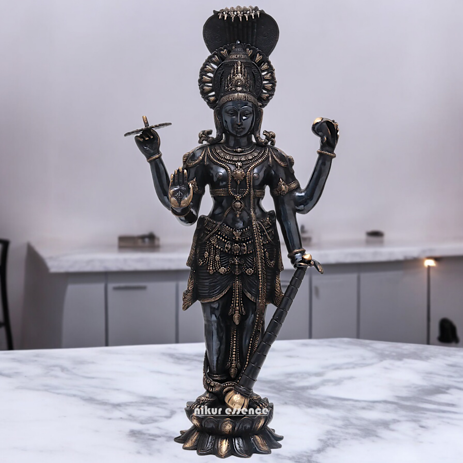 Buy Large Brass Vishnu standing Idol - 101.5 cm Nikuressence