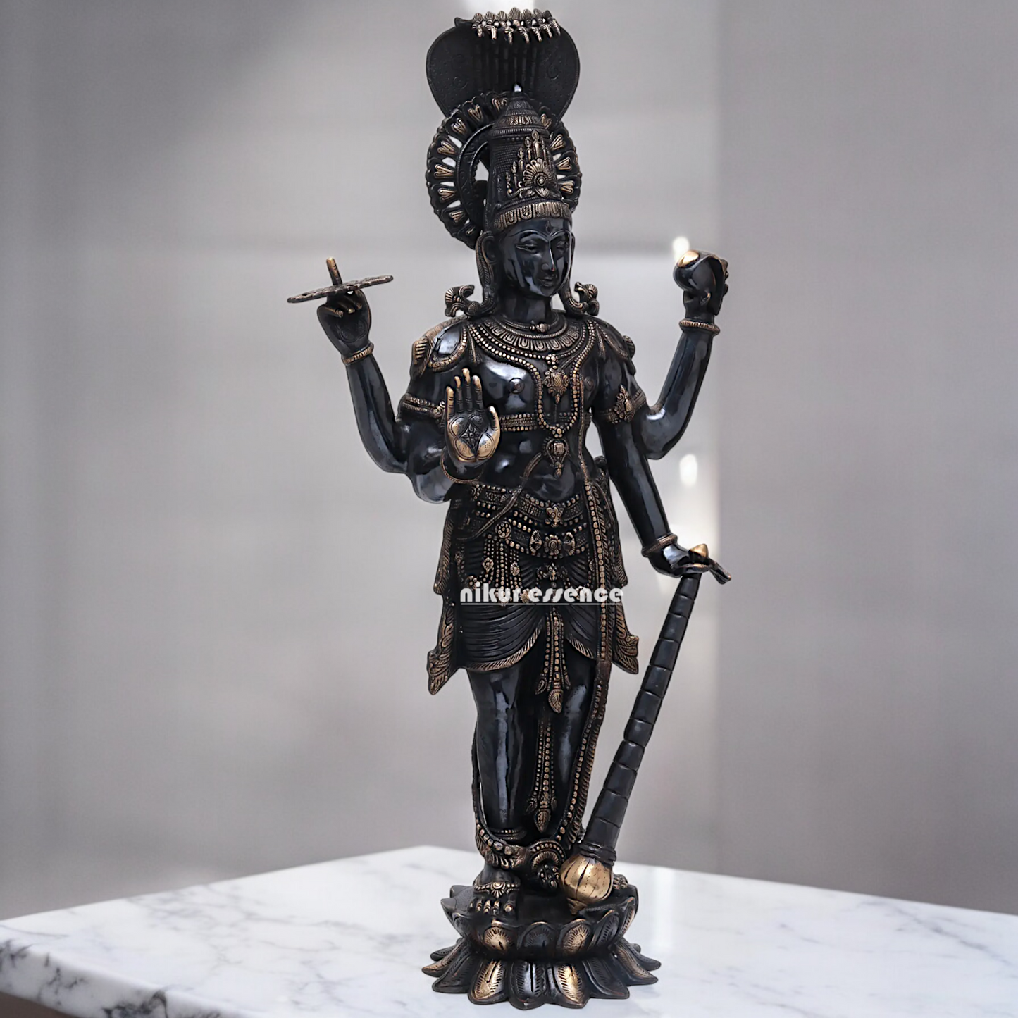Buy Large Brass Vishnu standing Idol - 101.5 cm Nikuressence