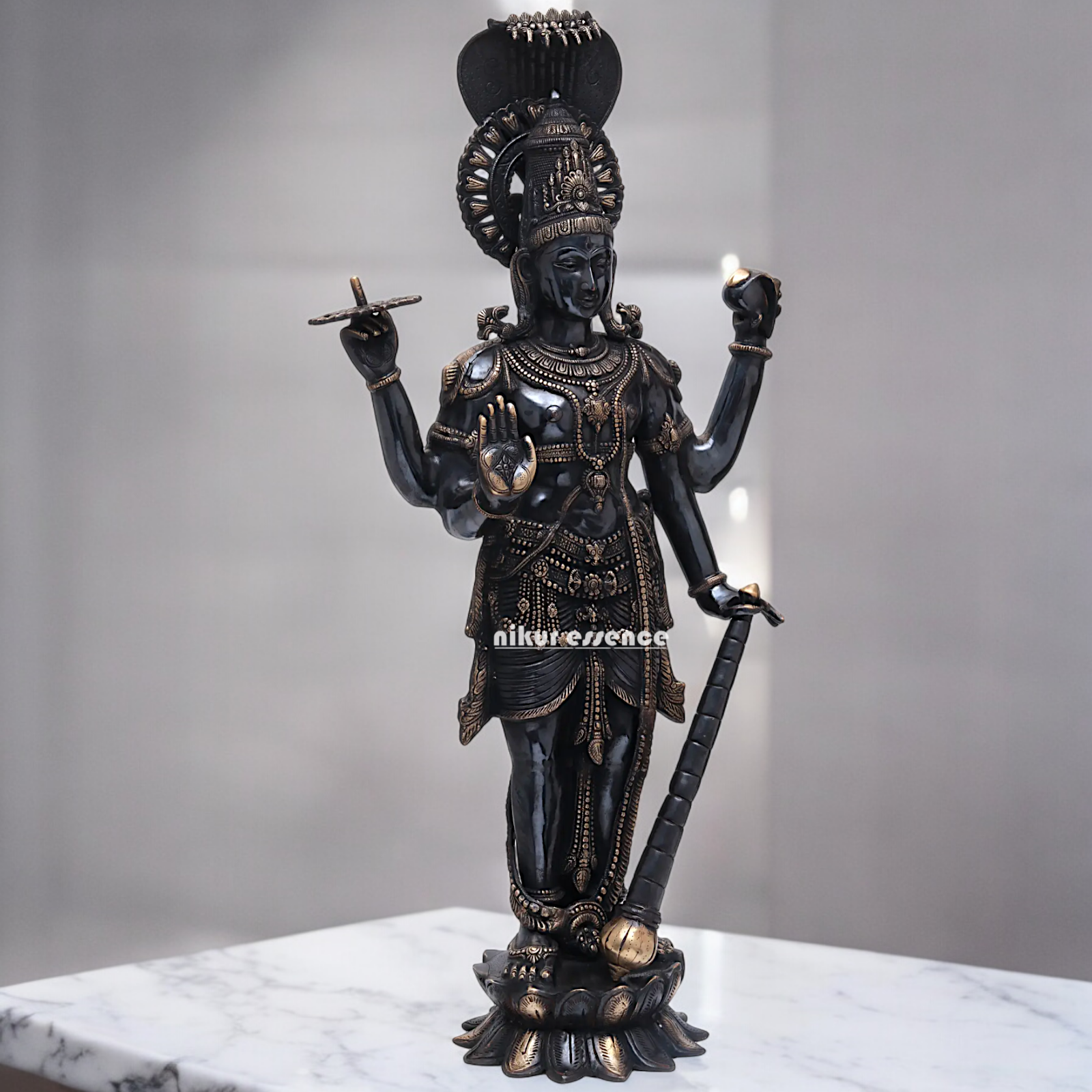 Buy Large Brass Vishnu standing Idol - 101.5 cm Nikuressence