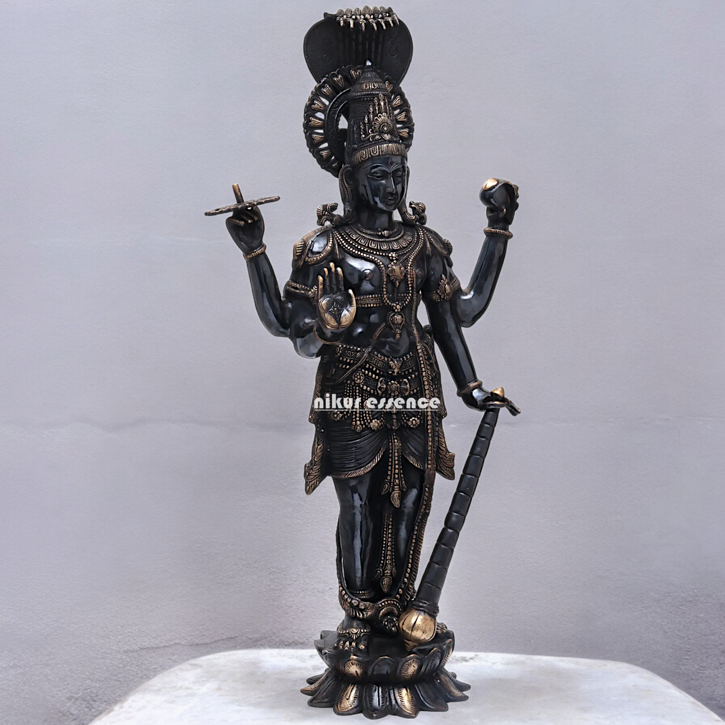 Buy Large Brass Vishnu standing Idol - 101.5 cm Nikuressence