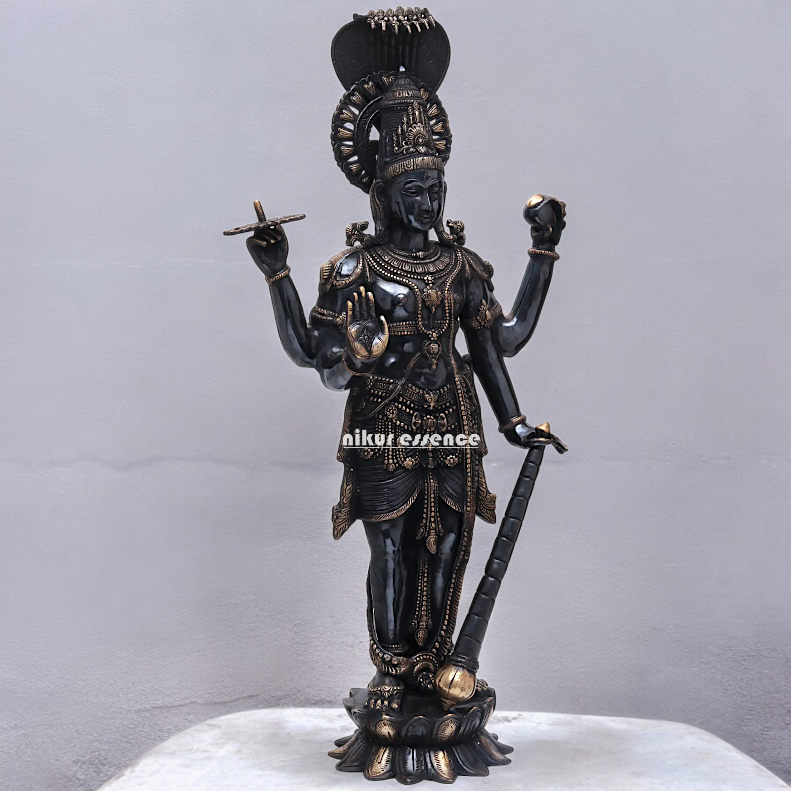 Buy Large Brass Vishnu standing Idol - 101.5 cm Nikuressence