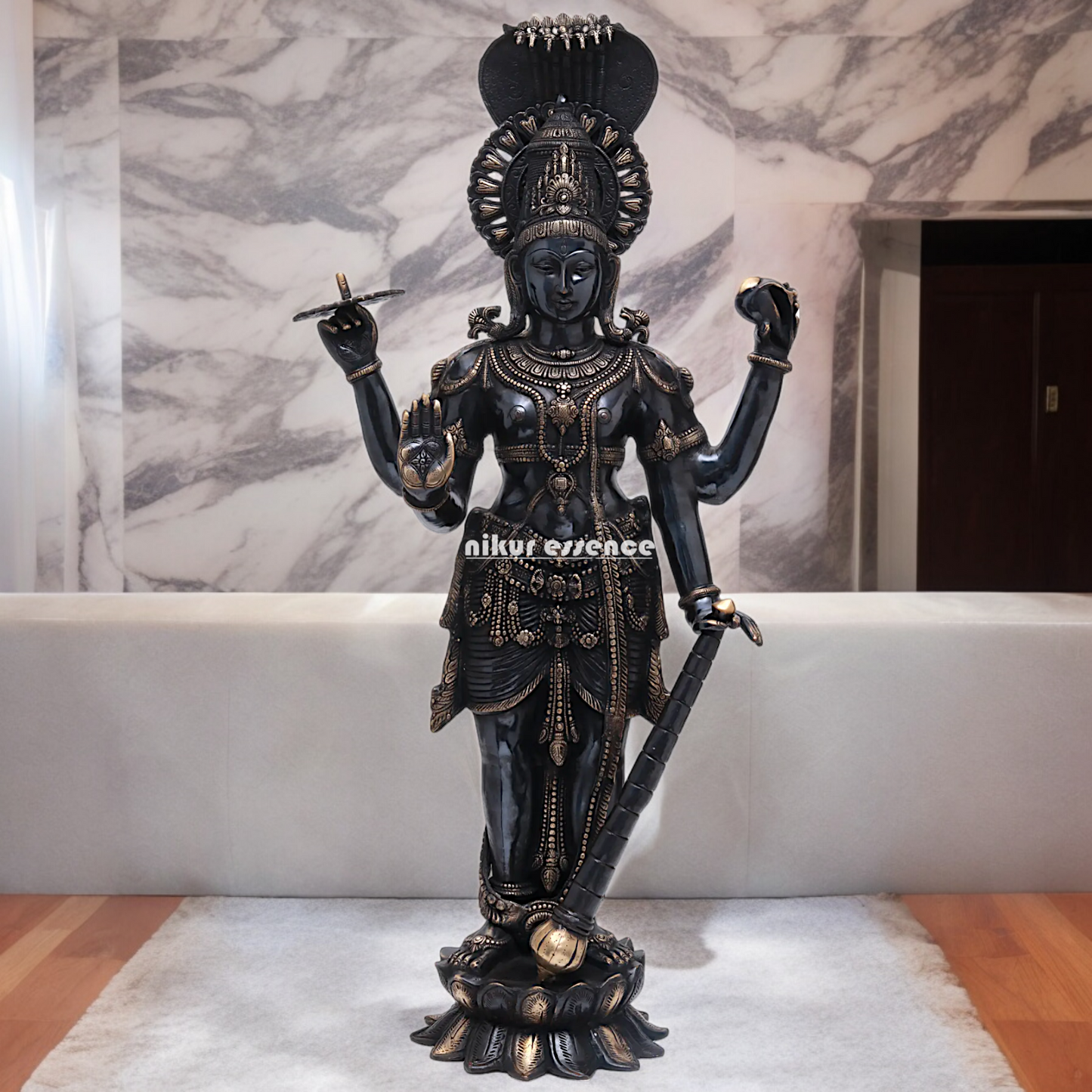 Buy Large Brass Vishnu standing Idol - 101.5 cm Nikuressence