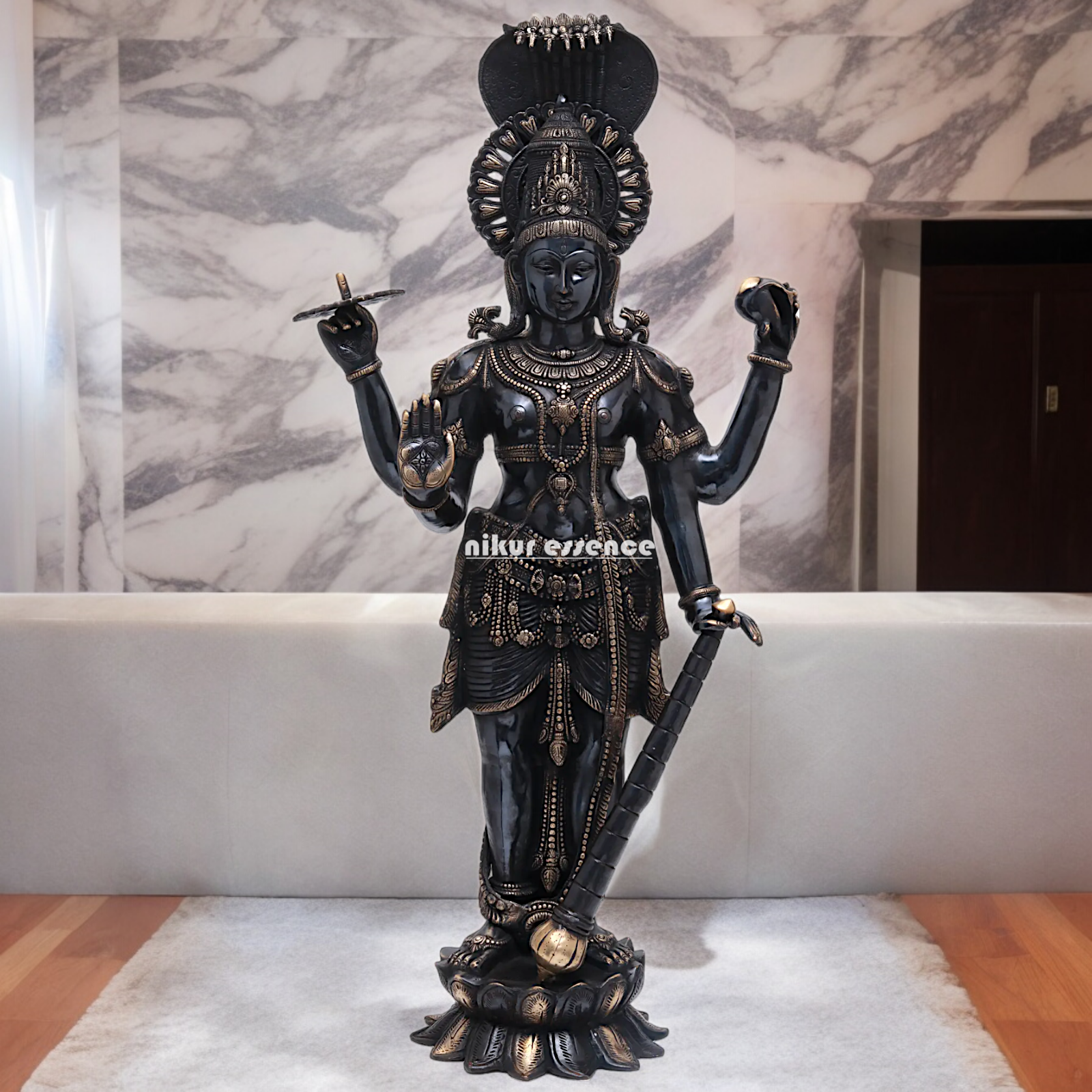 Buy Large Brass Vishnu standing Idol - 101.5 cm Nikuressence