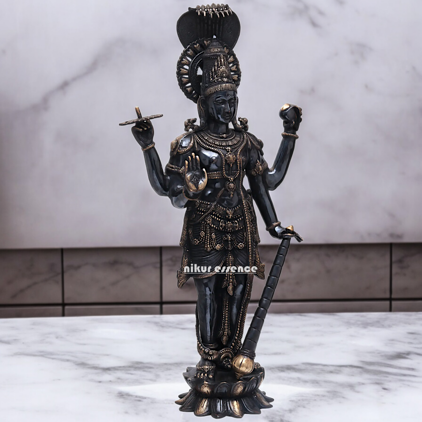 Buy Large Brass Vishnu standing Idol - 101.5 cm Nikuressence