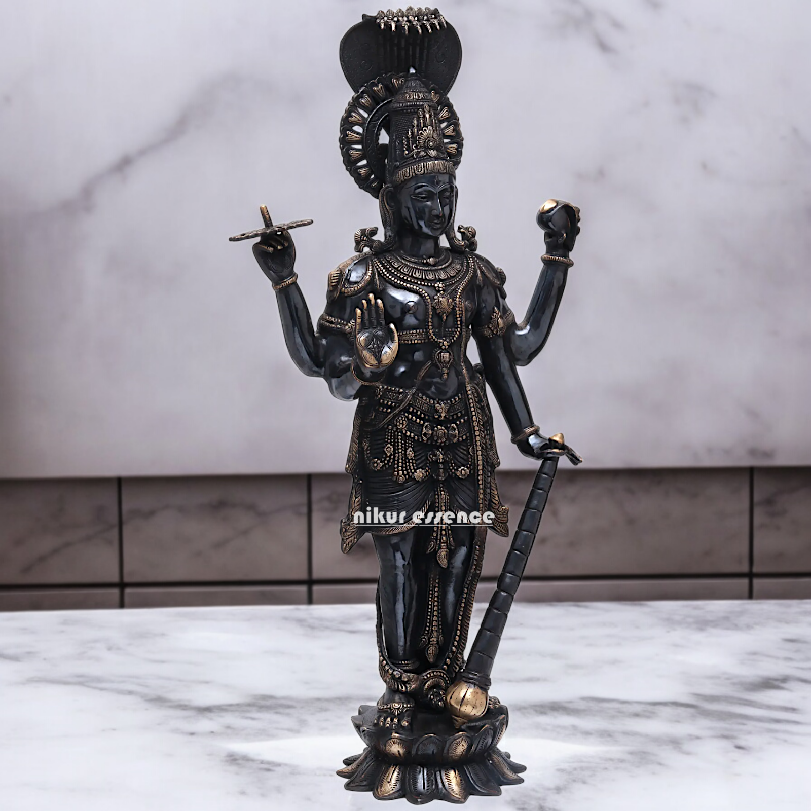 Buy Large Brass Vishnu standing Idol - 101.5 cm Nikuressence