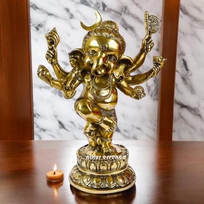 Online Solid Brass dancing Ganesh idol - 15.5 inches Nikuressence