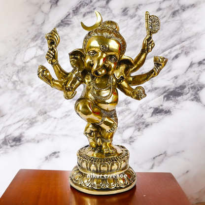 Online Solid Brass dancing Ganesh idol - 15.5 inches Nikuressence