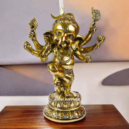 Online Solid Brass dancing Ganesh idol - 15.5 inches Nikuressence
