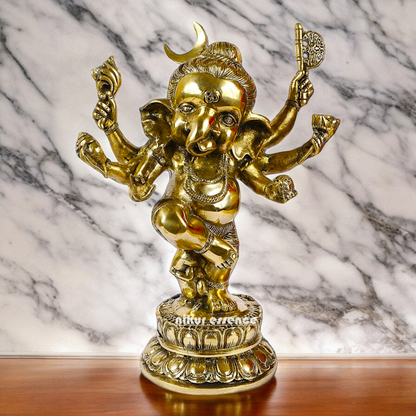Online Solid Brass dancing Ganesh idol - 15.5 inches Nikuressence