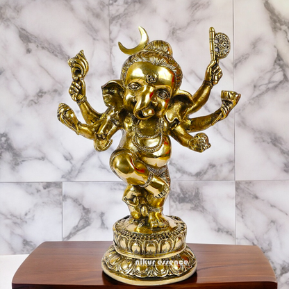 Online Solid Brass dancing Ganesh idol - 15.5 inches Nikuressence