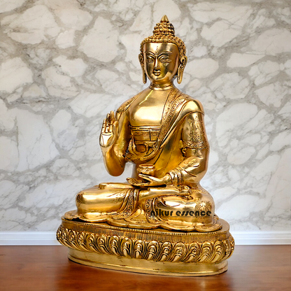 Pure Brass Buddha Sitting Meditation Idol - 40.5 cm Nikuressence