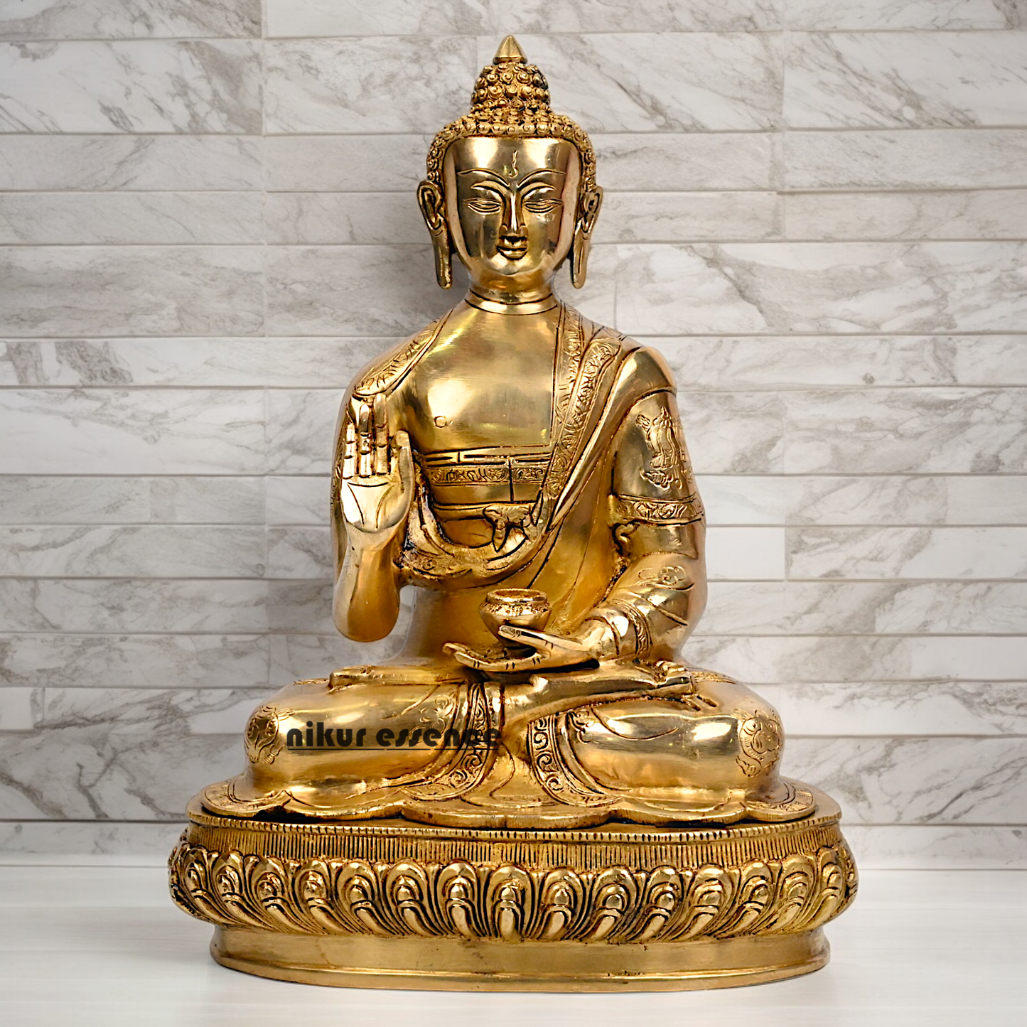 Pure Brass Buddha Sitting Meditation Idol - 40.5 cm Nikuressence