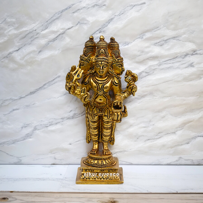 Buy Solid Braas Trideva Brahma Vishnu Mahesh Idol - 16 cm Nikuressence