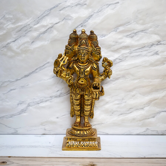 Buy Solid Braas Trideva Brahma Vishnu Mahesh Idol - 16 cm Nikuressence