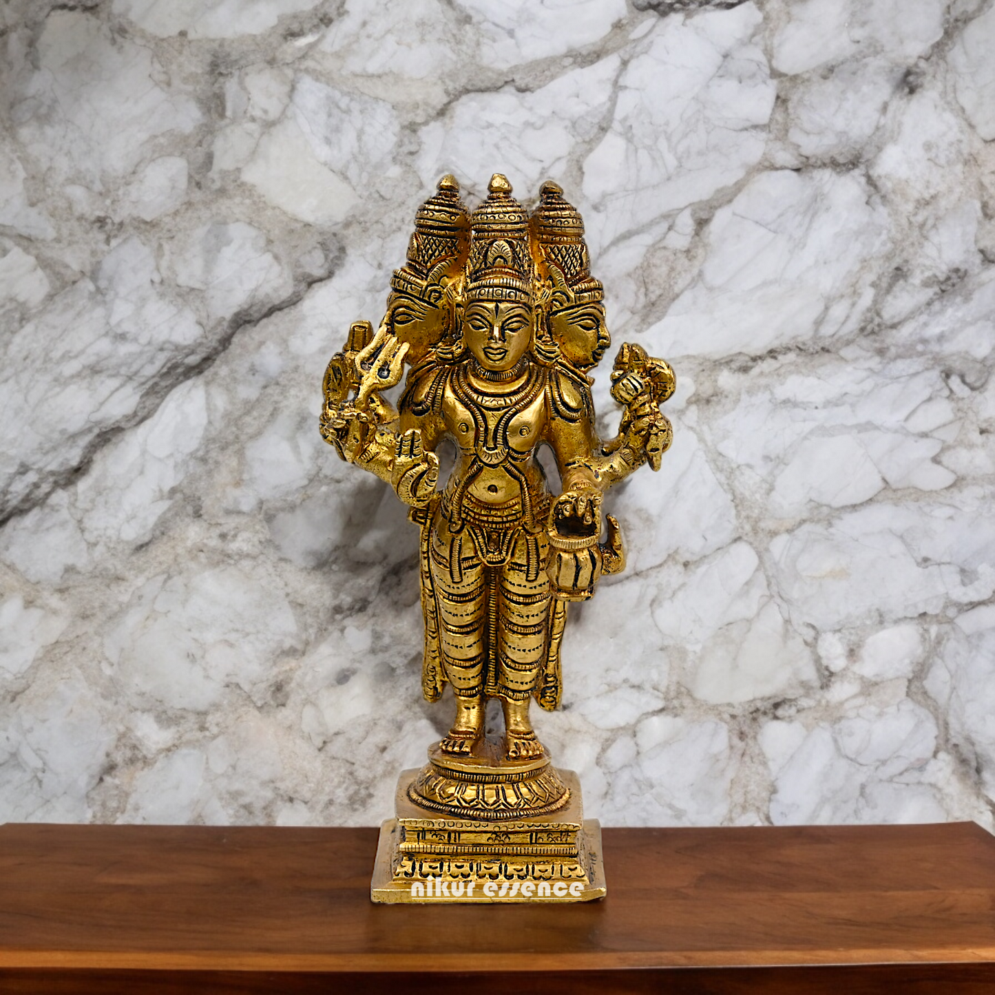 Buy Solid Braas Trideva Brahma Vishnu Mahesh Idol - 16 cm Nikuressence