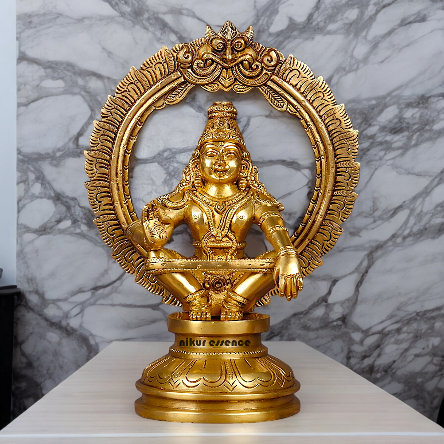 Solid Braas Ayyappa sitting idol - 26.4 cm Nikuressence