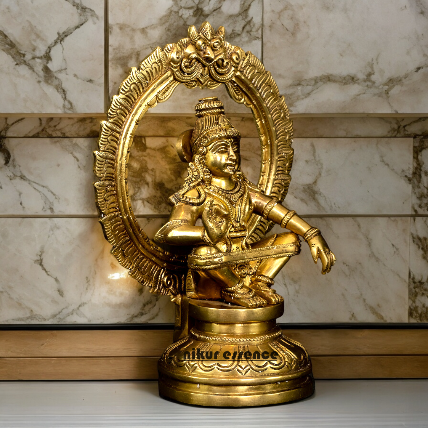 Solid Braas Ayyappa sitting idol - 26.4 cm Nikuressence