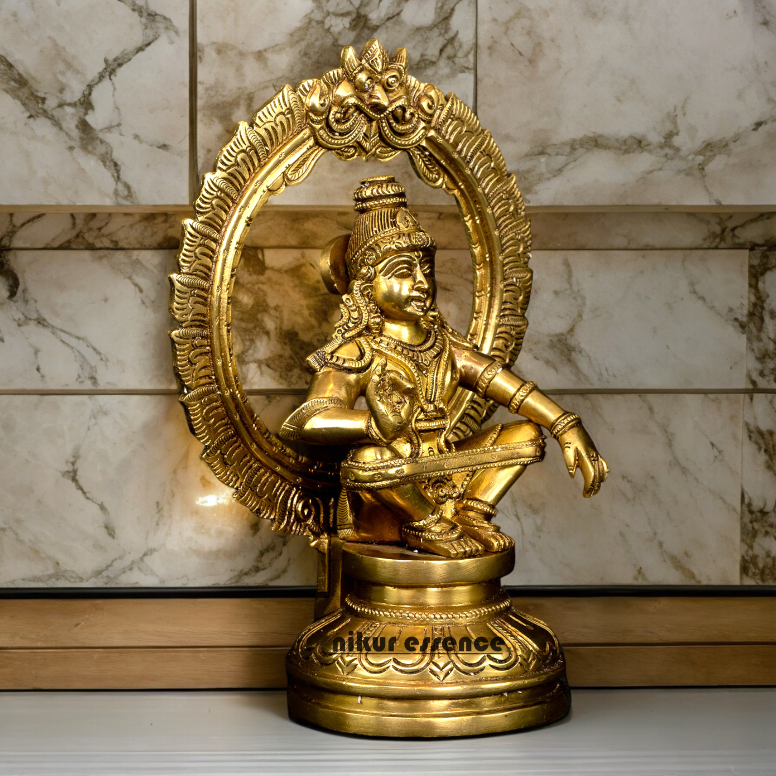 Solid Braas Ayyappa sitting idol - 26.4 cm Nikuressence