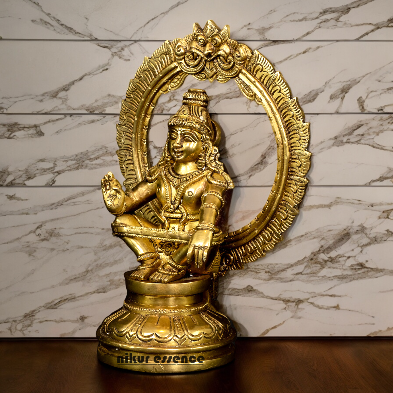 Solid Braas Ayyappa sitting idol - 26.4 cm Nikuressence