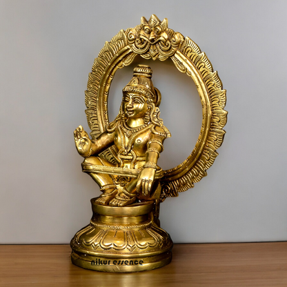 Solid Braas Ayyappa sitting idol - 26.4 cm Nikuressence