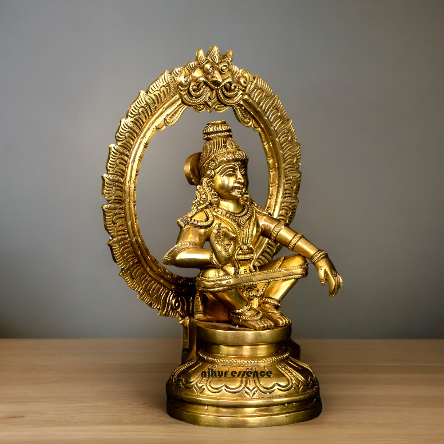 Solid Braas Ayyappa sitting idol - 26.4 cm Nikuressence