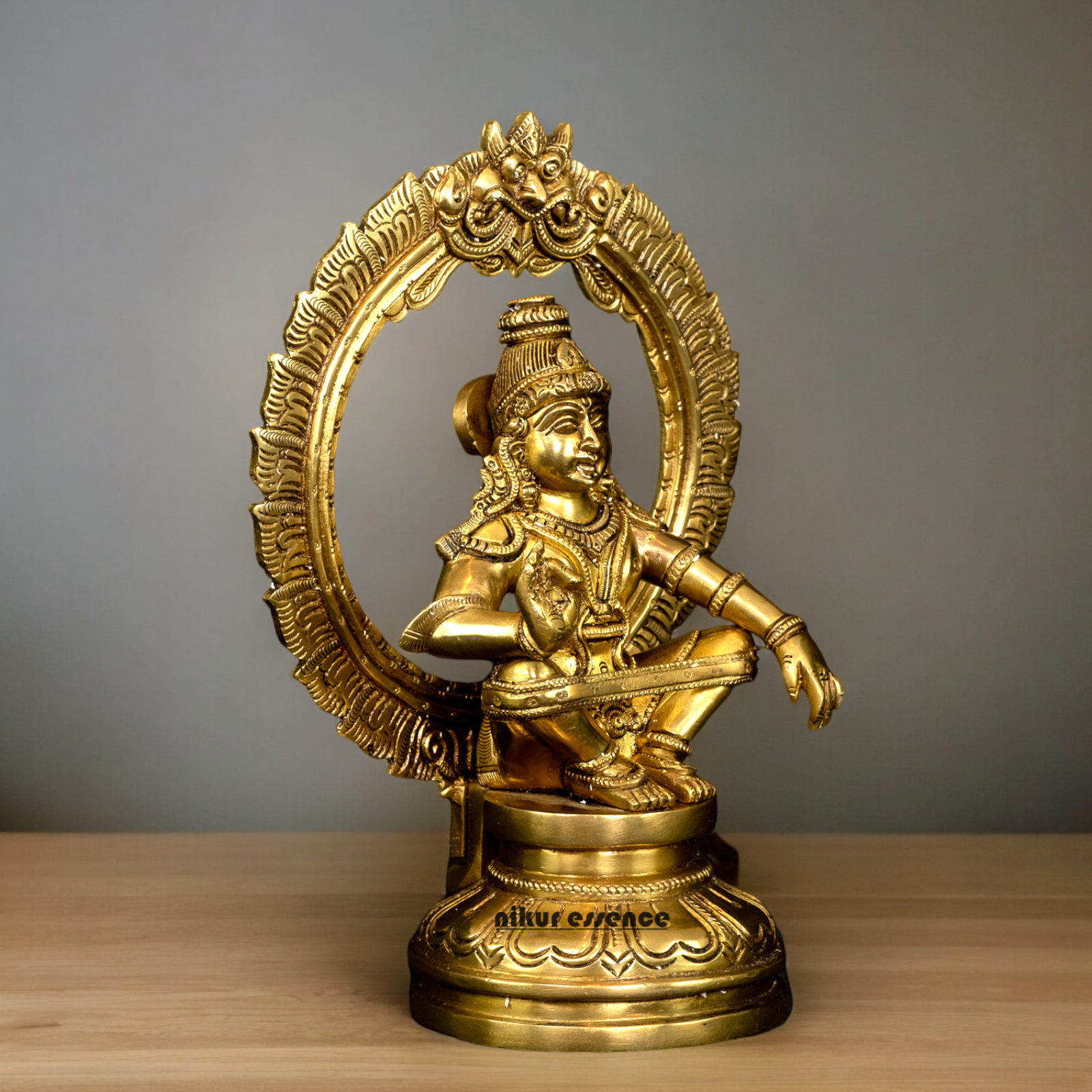 Solid Braas Ayyappa sitting idol - 26.4 cm Nikuressence