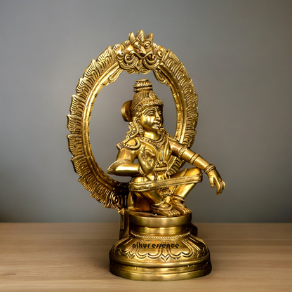 Solid Braas Ayyappa sitting idol - 26.4 cm Nikuressence