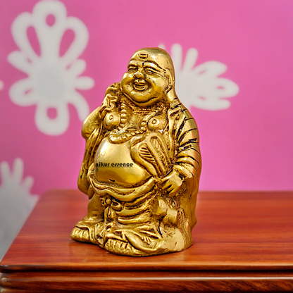 Solid Braas Laughing Buddha Idol - 4.5 Inches Nikuressence