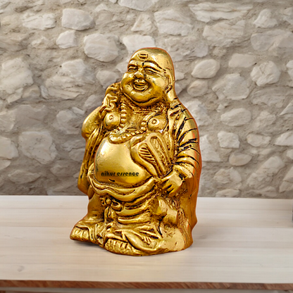 Solid Braas Laughing Buddha Idol - 4.5 Inches Nikuressence