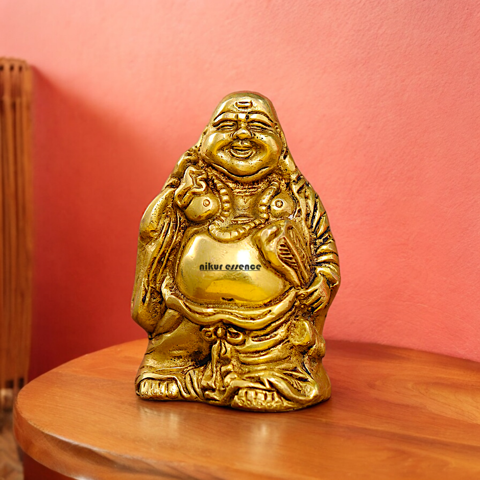 Solid Braas Laughing Buddha Idol - 4.5 Inches Nikuressence