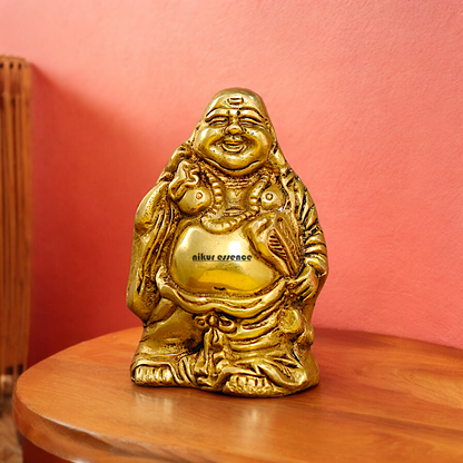 Solid Braas Laughing Buddha Idol - 4.5 Inches Nikuressence