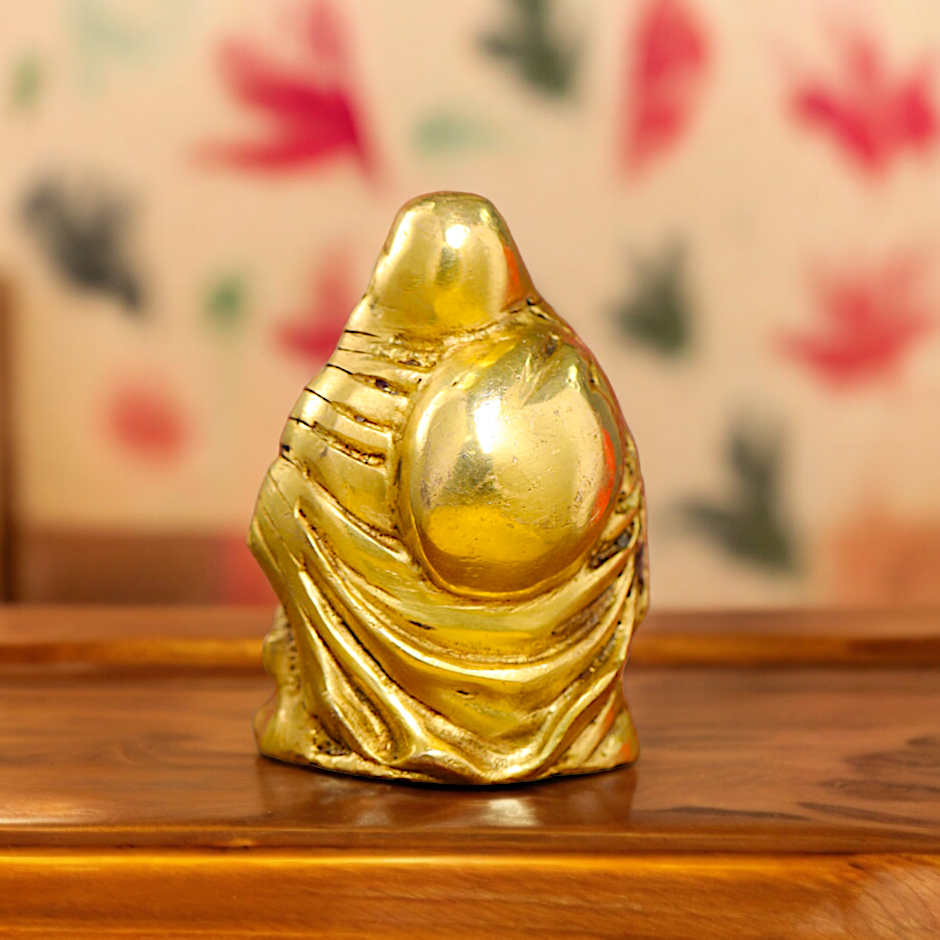 Solid Braas Laughing Buddha Idol - 4.5 Inches Nikuressence