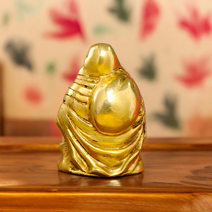 Solid Braas Laughing Buddha Idol - 4.5 Inches Nikuressence