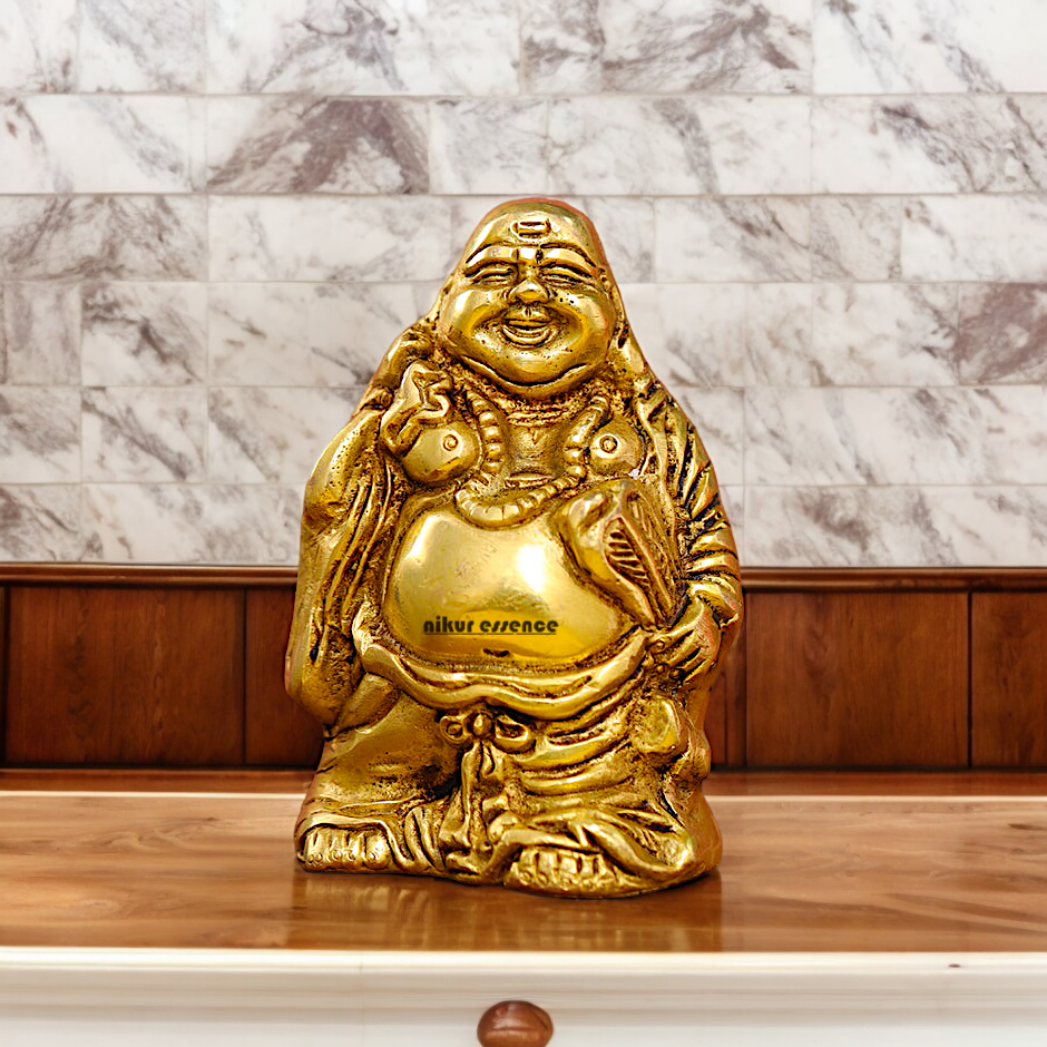 Solid Braas Laughing Buddha Idol - 4.5 Inches Nikuressence