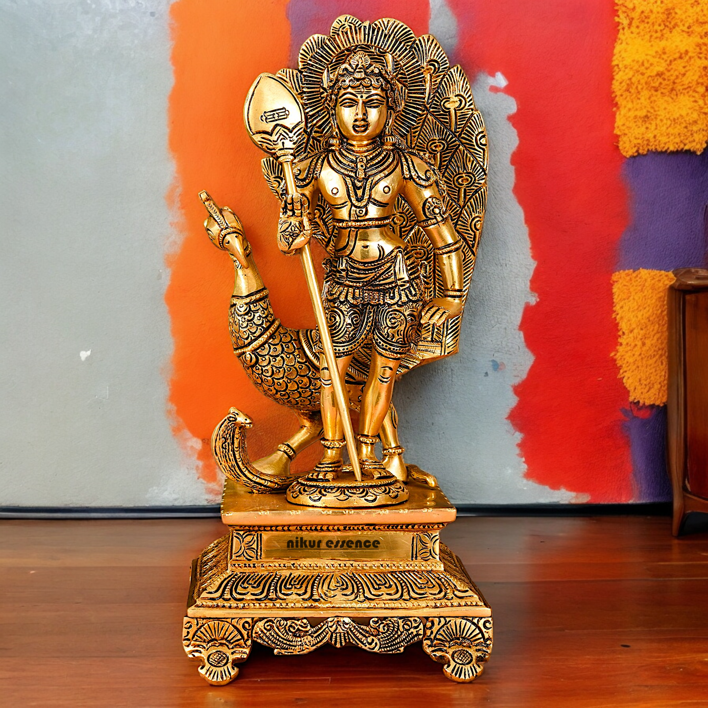 Large Pure Brass kartikeya Murugan Idol - 30 cm Nikuressence