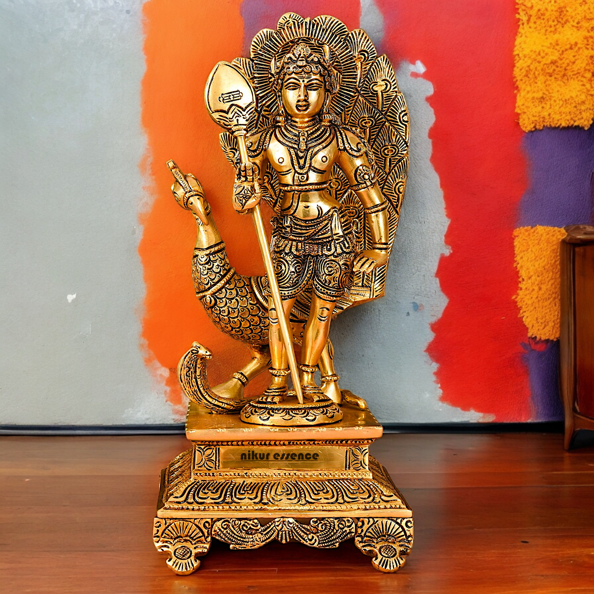 Large Pure Brass kartikeya Murugan Idol - 30 cm Nikuressence
