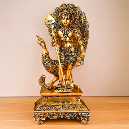Large Pure Brass kartikeya Murugan Idol - 30 cm Nikuressence