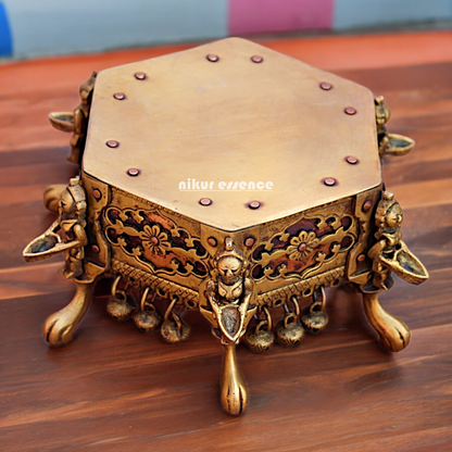 Superfine Pure Brass Chowki with Bells Ghungroo - 17 cm Nikuressence