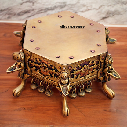 Superfine Pure Brass Chowki with Bells Ghungroo - 17 cm Nikuressence