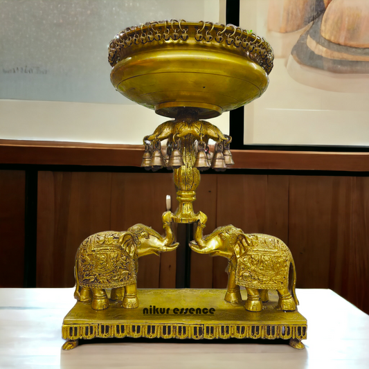 Buy Solid Braas Elephant Urli with Bells - 56 cm Height Nikuressence