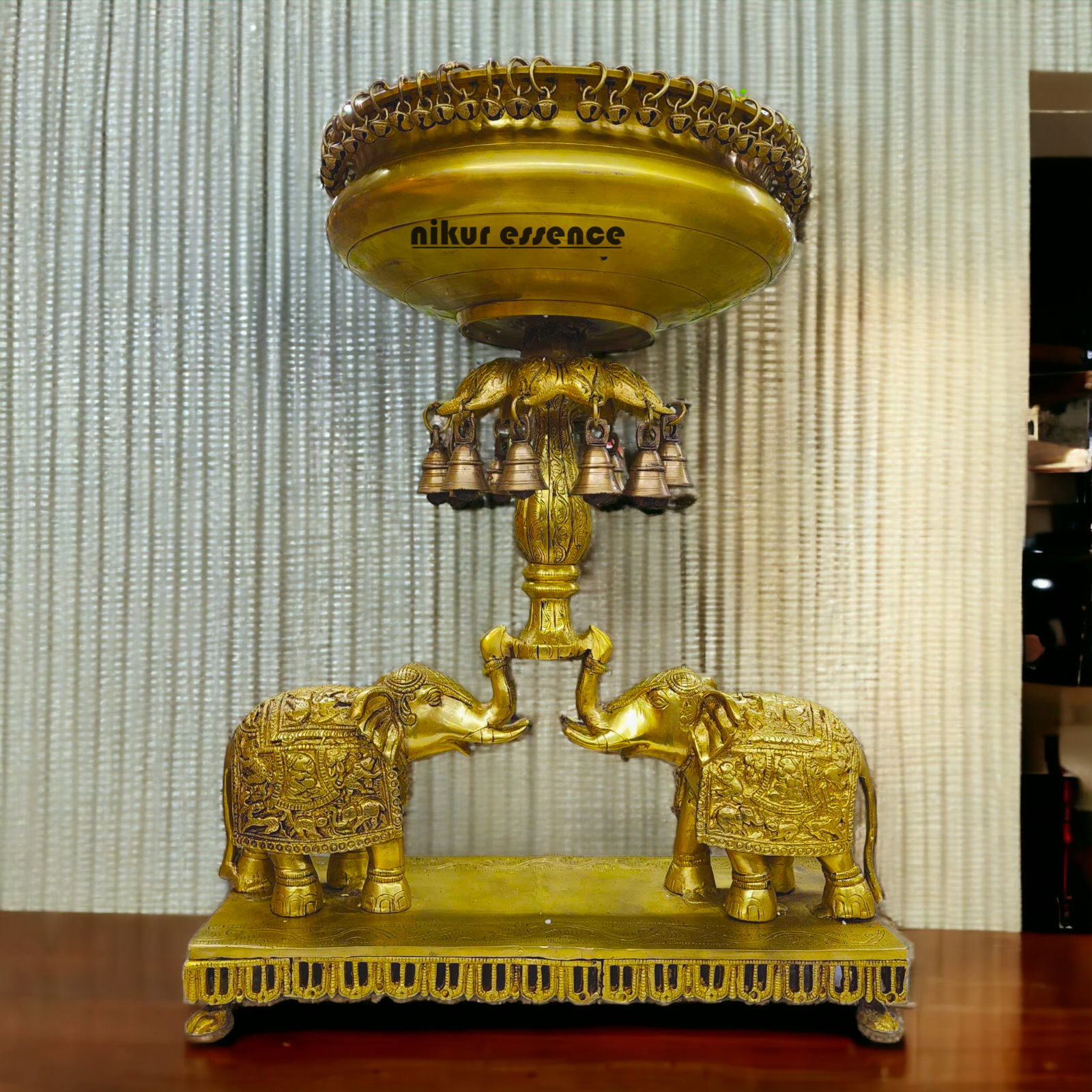 Buy Solid Braas Elephant Urli with Bells - 56 cm Height Nikuressence