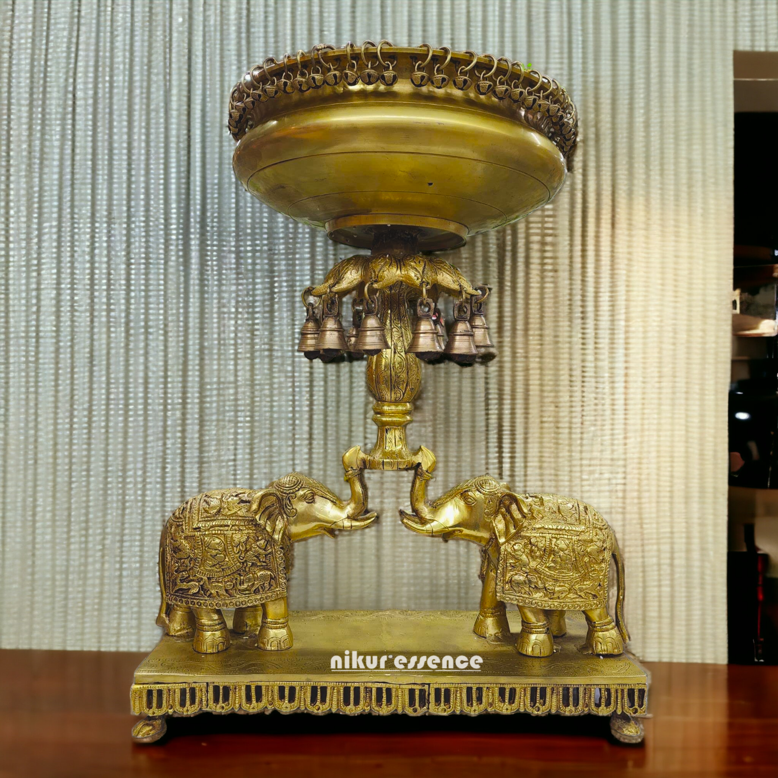 Buy Solid Braas Elephant Urli with Bells - 56 cm Height Nikuressence
