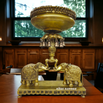 Buy Solid Braas Elephant Urli with Bells - 56 cm Height Nikuressence
