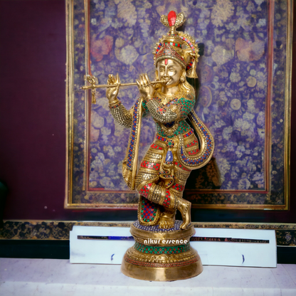 Buy Online Krishna murli with Stone work Idol - 89 cm Nikuressence