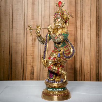 Buy Online Krishna murli with Stone work Idol - 89 cm Nikuressence