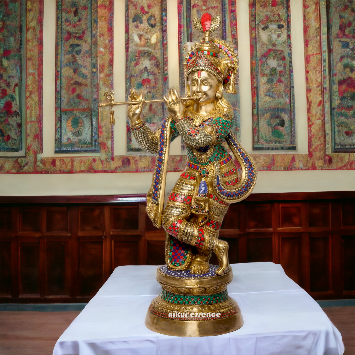 Buy Online Krishna murli with Stone work Idol - 89 cm Nikuressence