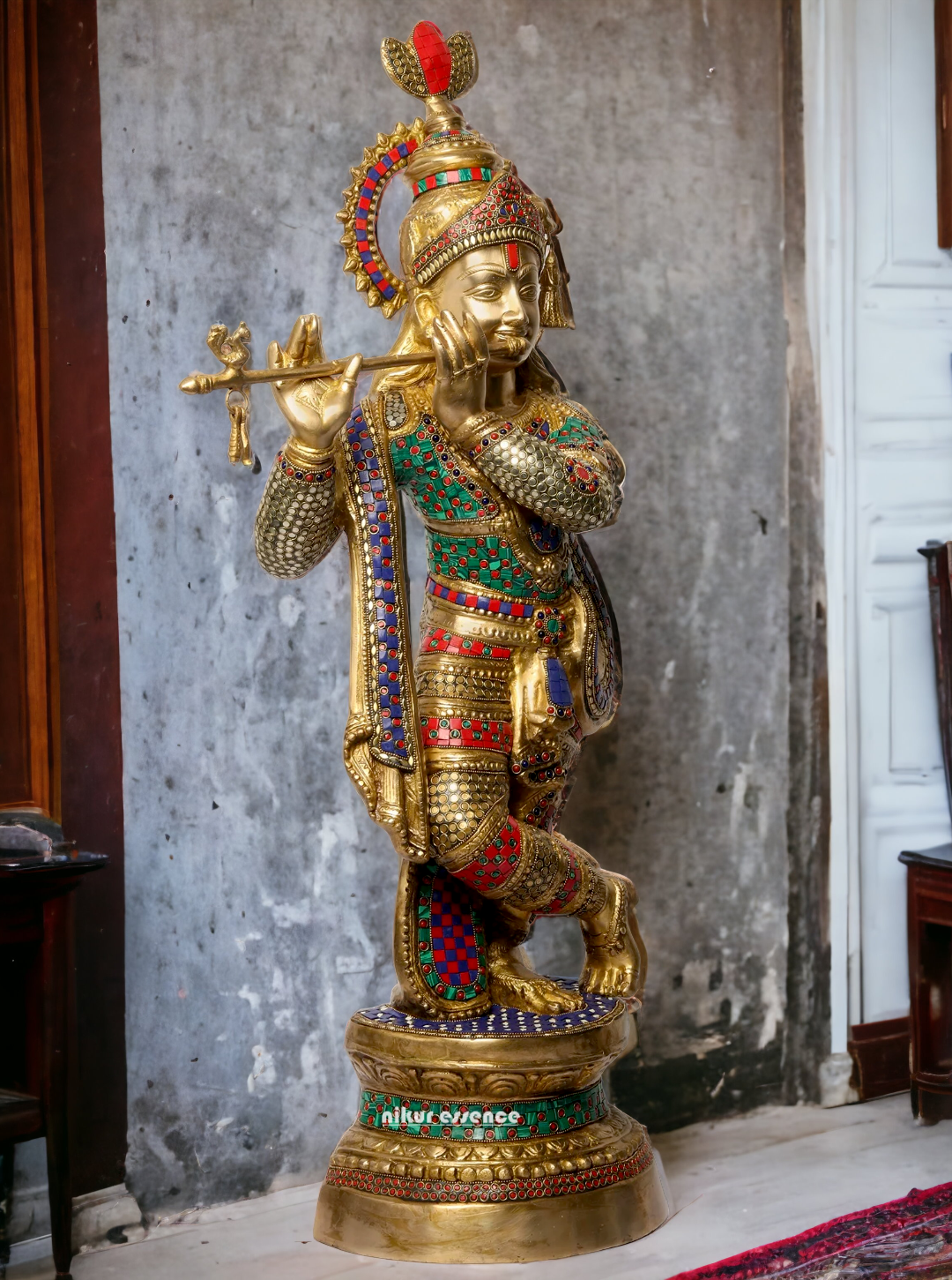 Buy Online Krishna murli with Stone work Idol - 89 cm Nikuressence