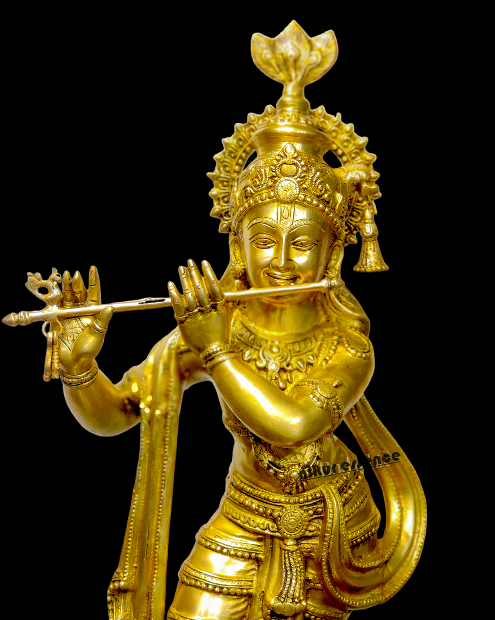 Solid Brass Krishna with playing Flute - 36 inches Nikuressence