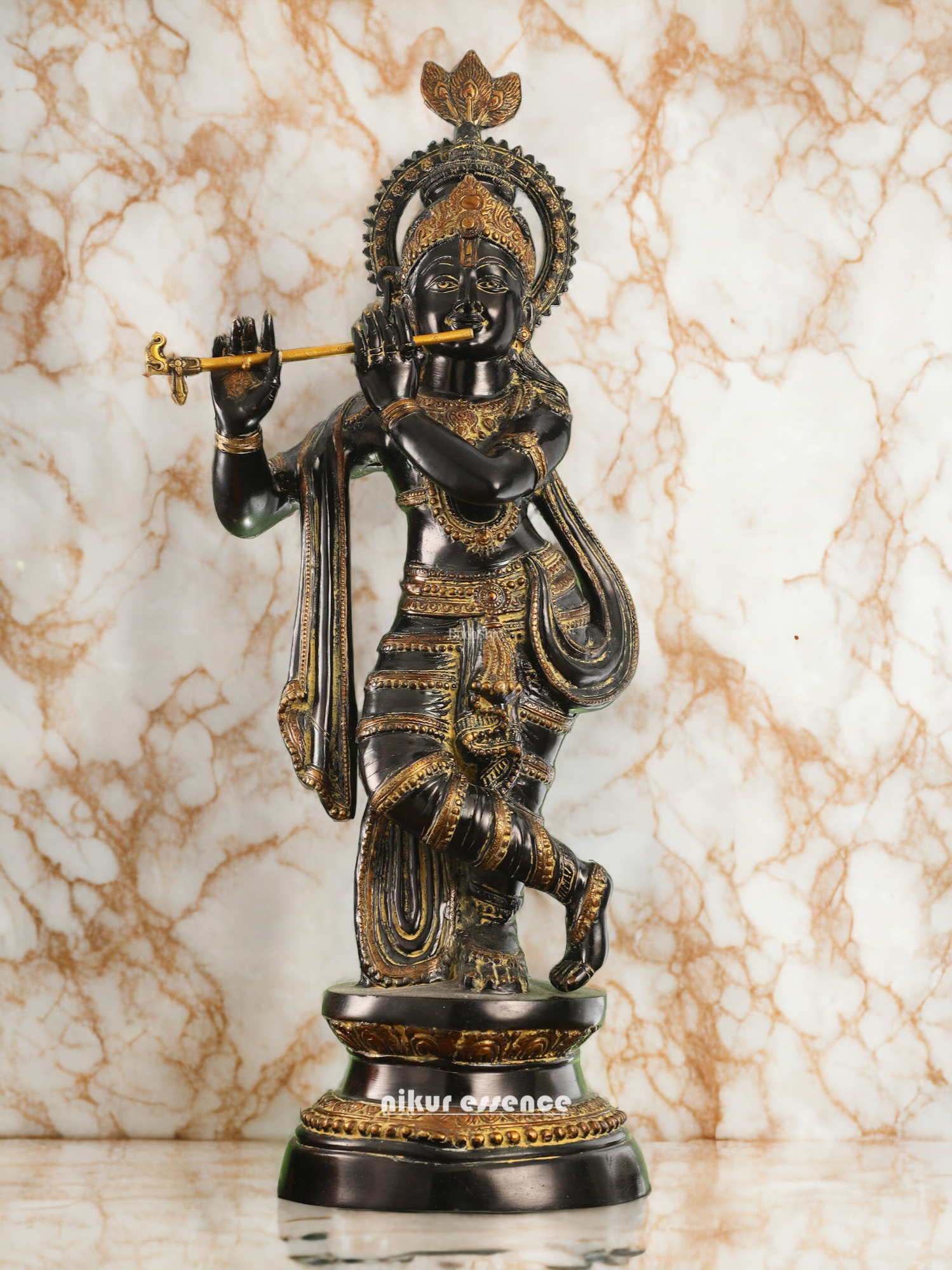Buy Online Brass Black Krishna Standing with playing flute - 89 cm Nikuressence